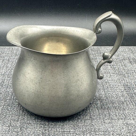 Vintage Empire Pewter Creamer & Sugar Bowl Marked Old Mark USA Primitive - Picture 4 of 16